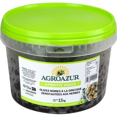 Olives noires à la Grecque dénoyautées aux herbes