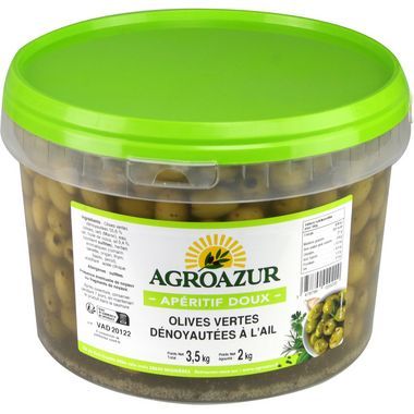 Olives vertes dénoyautées à l'ail 