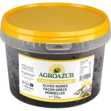 Olives noires à la Grecque dénoyautées rondelles